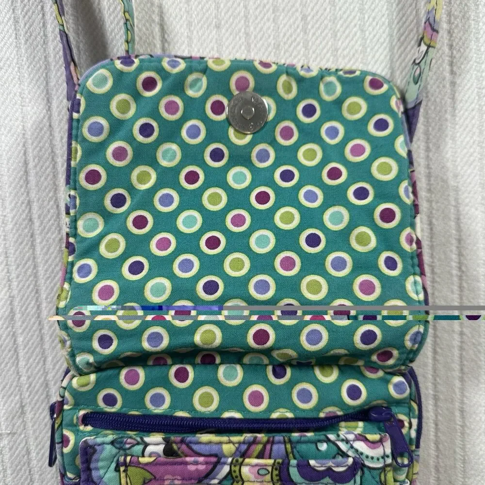 Vera Bradley Purple Floral Paisley Small Hipster Crossbody Purse~Snap/Zip